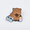 Série de Aprendizagem Kapibala Insígnia de Metal Divertida Acessórios para Mochila Infantil Broche Personalizado de Animal Cartoon Fofo