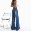 Jeans Bootcut Laranja Infantil com Estampa de Bambu Lavado para Mulheres, Modelagem Slim, Emagrecedor, Calça Flare Fashion e Versátil de Comprimento Total