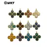 Wt-P2090 Forma de Trébol de Cuatro Hojas de la Suerte Colgante de Piedra Natural Chapado en Oro de 18 Quilates Pendientes para Niñas Accesorios Semi-Terminados