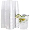 Taza de 16 oz con Borde Dorado y Polvo Dorado, Taza Transparente Desechable, Taza de Plástico Material PS, Taza de Aviación, Gran Cantidad, Transfronterizo Preferencial