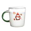 Caneca de café com padrão do Papai Noel, alça colorida com glitter, caneca de Natal, copo de água de vidro, caneca de leite, caneca de suco, caneca de chá verde