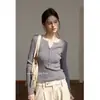 Suéter EGKA de Punto Trenzado con Cuello en V y Mangas Largas de Albaricoque para Mujer, Otoño Delgado Temperamento Favorecedor Capa Base Commute Casual