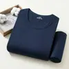 Conjunto de ropa interior térmica para hombre de otoño e invierno, algodón puro, fino y cálido, adecuado para hombres de mediana edad y mayores
