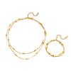 Ventas Calientes Transfronterizas Acero Inoxidable Doble Capa Collar de Cuentas de Arroz Pulsera Traje Moda Acero Titanio No se Desvanece Traje de Cuentas de Arroz