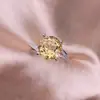 Anillo de Citrino Plata S925 Incrustación Exquisito Lujo Ligero Redondo Tesoro de Color Cristal Joyería de Mano Moda OL Fresco