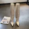 Botas de tacón alto estilo chica coreana picante para mujer, otoño e invierno, sexys botas de tacón de aguja con punta fina, botas altas hasta la rodilla adelgazantes