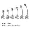 Pendientes de acero inoxidable de 14 g con doble diamante en varios tamaños para piercing en el ombligo, joyería para danza del vientre.