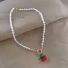 Collar de Perla de Agua Dulce Dulce Lindo Cereza Alta Sensación Moda Coreana Collar Moda Cereza Glaseada Cadena para Clavícula