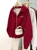 Sudadera Polo de Manga Larga para Mujer, Estilo Americano, Tiro Real, Cuello en V, Delgada, Holgada, Casual, Estilo Coreano, para Principios de Primavera y Otoño
