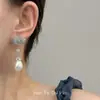 Pendientes de Flor de Diamante Completo de Lujo de Gama Alta Estilo Francés, Pendientes Elegantes de Perla con Gota de Moda de Nicho para Mujer