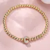 Pulsera Rongxing Transfronteriza de Zirconio Completo con 26 Letras Inglesas, Globo Burbuja, DIY, Pulsera Elástica de Cuentas de Cobre