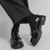 Zapatos de Cuero para Hombre Transfronterizos con Suelas de Plataforma Gruesa, Estilo Brogue, Mocasines con Borlas de Charol Británico, Modernos
