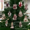 Decorações de Natal de Madeira Vintage Planas 2D com 12 Peças com Papai Noel, Rena, Boneco de Neve, Lareira, Janela, Pendentes para Decoração de Festa