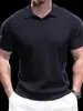 Nova camisa de malha de manga curta de verão para homens, camisa polo de seda gelada, gola V, camiseta de negócios slim fit, atacado transfronteiriço