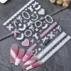 Pegatina para Uñas de Encaje Blanco Aurora 5D Estampada Encaje Estéreo Moño Calcomanía para Arte de Uñas DIY Joyería Estilo Sl