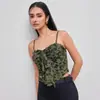 Camiseta de Malla Floral Base de Terciopelo Estilo Chica Picante Estilo Americano para Mujer, Camiseta sin Mangas Halter de Verano, Top Corto Exterior