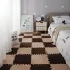 Alfombra de Piso para Dormitorio Estilo Ins Alfombra Patchwork de Cobertura Completa para Habitación de Niña Alfombra de Mesita de Noche Alfombra de Felpa de Área Grande para Sala de Estar