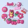 Rojo Rosa Fresa Oso Flor Lazo Resina Accesorios Funda para Teléfono Pata de Oso m Frijol Pegamento Crema DIY Material Rosa