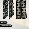 Bufanda Larga Delgada de Encaje Estilo Coreano Vintage para Mujer Diadema de Alta Gama Cinta Larga Bufanda Decorativa de Flores Pequeñas Bufanda Pequeña