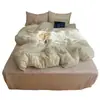 Conjunto de cuatro piezas de gasa de doble capa 100% algodón, estilo blogger coreano, estampado floral mixto, clase A, juego de funda de edredón y sábana de algodón puro, juego de 3 piezas para estudiantes