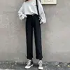 Jeans Vintage Versátil de Perna Reta para Mulheres, Calça de Cintura Alta de Perna Larga para Primavera e Outono, Estilo Urbano Tendência