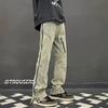 Pantalones vaqueros ajustados de estilo americano con microherramientas de barro amarillo para hombre, de primavera y otoño, de marca de moda, de calle alta, con costuras rectas, finos de verano