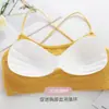 Sexy grande sem costas beleza alça traseira enrolada chest tube top cueca esportes feminina anti-exposição colete uma peça menina fina