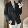 Casaco de Lã 100% Pura Novo Estilo Outono/Inverno 2026, Dupla Face, para Mulheres, Casaco Fashion de Botão Duplo Estilo Coreano, Corte Slim, para Figuras Baixas