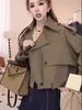 Atacado Trench Coat Fashionável de Botão Duplo Jaqueta Curta Feminina 26 Outono Novo Solta Estilosa Temperamento Jaqueta Petite Top