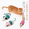 Brinquedo para gato NC voz de animal de estimação gato brincando rato fofo de sisal com cauda de pena colorida arranhador de gato de sisal placa de morder