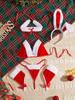 Comercio Exterior Europeo y Americano Ropa Interior Sexy Lazo Navideño Hueco Tentación Costura traje Traje de Conejito Navideño