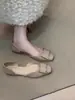 Cacho de Estrelas Maluco~Fivela Quadrada Fashion Sapatos Planos Vazados para Mulheres Sapatos de Encaixe Mary Jane Sapatos Rasos Estilo Francês