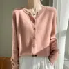 Suéter Cardigan de Cashmere Pequeno com Decote V Novo para Primavera e Outono Top Curto Feminino Casaco de Tricô Outono e Inverno Manga Longa Versátil