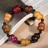 Pulsera de Calabaza Multigemas de Palo de Rosa y Sándalo, Pulsera de Cuentas Budistas de Palo de Rosa y Madera Floral para Hombres y Mujeres, Artesanía de Madera de Nicho Cuentas de Oración