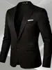 Blazer Casual de Doble Botonadura para Hombre Estilo Coreano Corte Ajustado Color Sólido Traje de Negocios Banquete de Bodas Chaqueta Pequeña de Moda