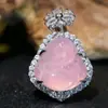 Colgante de Calcedonia Rosa Buda Maitreya con Cadena para Clavícula de Verano 2025 para Mujer Nuevo Chinoiserie 8135