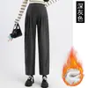 Calça de Maternidade Jingqi para Inverno, Forrada com Fleece e Espessada, Macia e Confortável, Não Apertam a Barriga, Calça de Perna Larga com Suporte para a Barriga, Novo Modelo de Inverno 2025