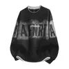 Sudadera de Felpa con Estampado de Letras para Hombre Acu Marca de Moda Corte Holgado Falsa de Dos Piezas Cuello Redondo 2026 Otoño Invierno Top Engrosado