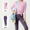Novo Estilo Blusa Solta para Yoga Feminino, Design de Verão, Respirável, Emagrecedora, Fitness, Secagem Rápida Roupa de Yoga, Conjunto de Manga Longa