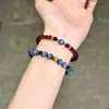 Estilo Nacional Original Feito à Mão Ágata Vermelha Natural Pulseira Cristal Azul Design de Virada de Sorte Sensação de Alto Padrão Estilo Étnico Retrô Joia de Mão