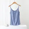 Camisola de Modal com Bojo para Mulheres, Estilo Fino de Verão, Não Precisa Usar Sutiã, Design de Copa Integrada, Top Base Camada Interna