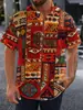Cárdigan de manga corta para hombre Temu Transfronterizo Camisa de solapa Estilo étnico africano Estampado digital 3D Camisa casual