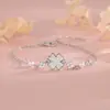 Nuevo Pulsera de Flores con Forma de Corazón de Perla Estilo Suave con Helado de Resina y Circonita de Trébol de Cuatro Hojas para Niñas