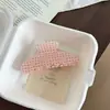 Pinza de acetato estilo coreano rosa suave con lunares rojos pinza de tiburón dulce para niña pinza para moño en la parte posterior de la cabeza simple lateral