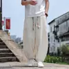 Pantalones deportivos de secado rápido para hombre, pantalones anchos estilo linterna finos, corte curvo 8X con cordón, pantalones holgados estilo chino, talla L de verano