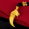 Pingente Dente de Lobo Ouro de Areia Vietnamita Latão Banhado a Ouro Personalidade Moda Masculina Pingente Dente de Lobo Ouro 24K Acessórios Presente
