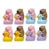 8 Patos Amarelos Sentados Casal Capivara Micro Paisagismo Jardinagem Boneco Boneco Criativo de Mão