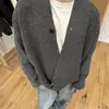 Chamarra Suéter para Hombre para Primavera y Otoño, Marca de Tendencia Estilo Japonés, Cardigan de Punto Pesado de Corte Holgado con Cuello Alto, Top Versátil Casual