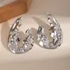 Pendientes Metálicos Exagerados de Forma Irregular de Gota de Agua Europeos y Americanos para Mujer Pendiente de Flor de Ola de Industria Pesada de Nicho Accesorio de Concha de Pulpo Venta al por Mayor