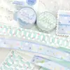 Cinta washi con foil plateado 'Carta a un Amante', Azulejo Floral para Diario, Creativa Versátil, Base para Journal, Material de Collage para Manualidades, Venta al por Mayor